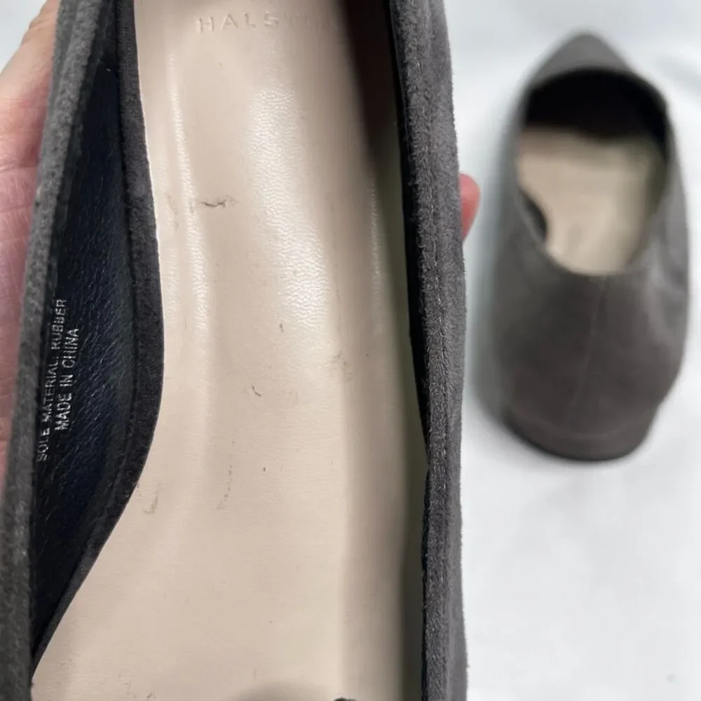 H by Halston‎ Barcelona Gray Vegan Suede Pointed Toe Slip On Flats Size 7.5